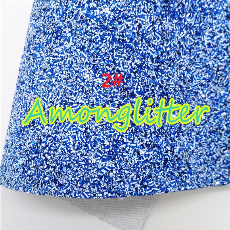 Amonglitter Blue Chunky Glitter Leather Glitter Fabric with Twill Backing, Glitter Sheet for DIY Bows Bags 21x29cm A4 size MB006: 2