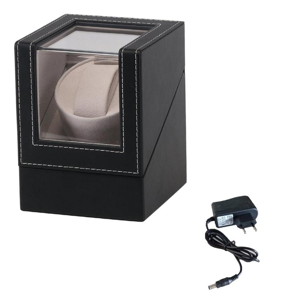Agitador de reloj con Motor de alta clase con enchufe europeo/US/AU/UK, caso devanadera, soporte de exhibición, mecánico automático, negro, marrón, joyería sinuosa