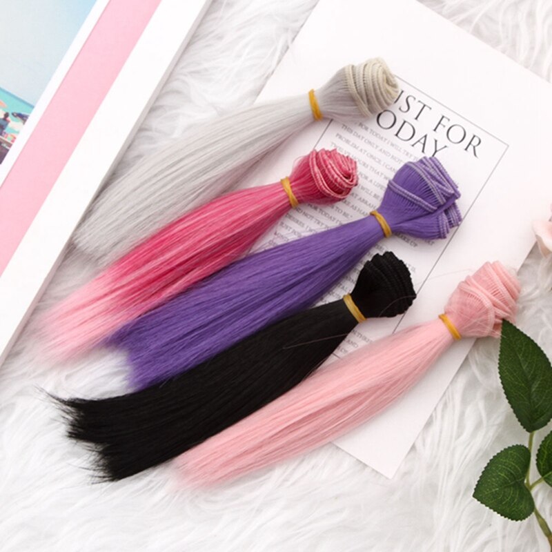 1pcs 15*100cm Doll Accessories Straight Synthetic Fiber Wig Hair For Doll Wigs High-temperature Wire