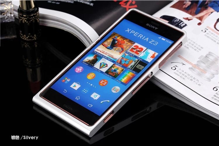 Funda protectora de aluminio Ultra fina de lujo Z3 para Sony Xperia Z3 D6653 D6633: Silver