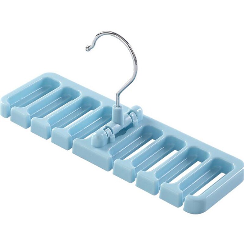 Support en plastique cintre pour ceinture cravate écharpe armoire placard espace économiser organisateur chambre rotatif tissu supports maison organisateur Supplie: blue