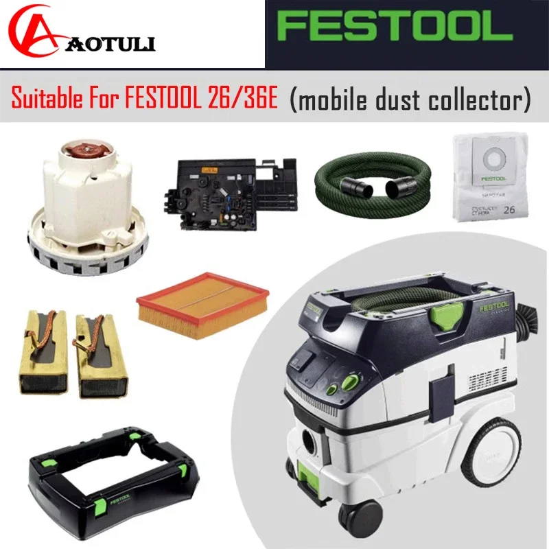 Akcesoria robić odkurzacza FESTOOL 26/36E: szczotki węglowe, filtry, worki robić odkurzacza, spodnie (3.5M) itp.