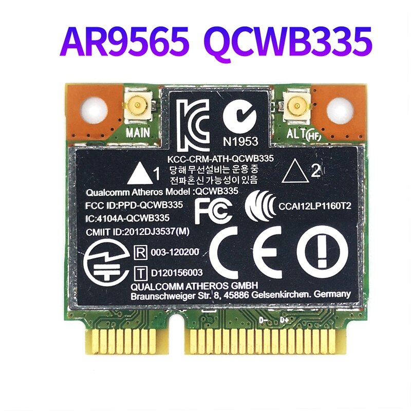 AR9565 wifiカードQCWB335ミニpcie bluetooth 4.0 150 150mbpsの2.4グラムxp Win7 Win8 linuxシステム