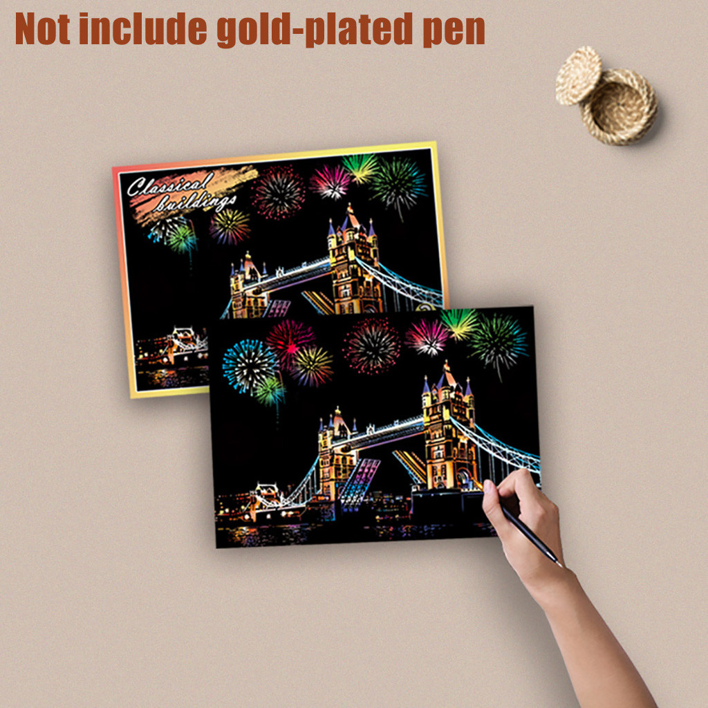 Magic Paper Rainbow Scratch Art Paper DIY Scratch Art Painting Paper With Wooden Drawing Stick Kids For Boy Girls