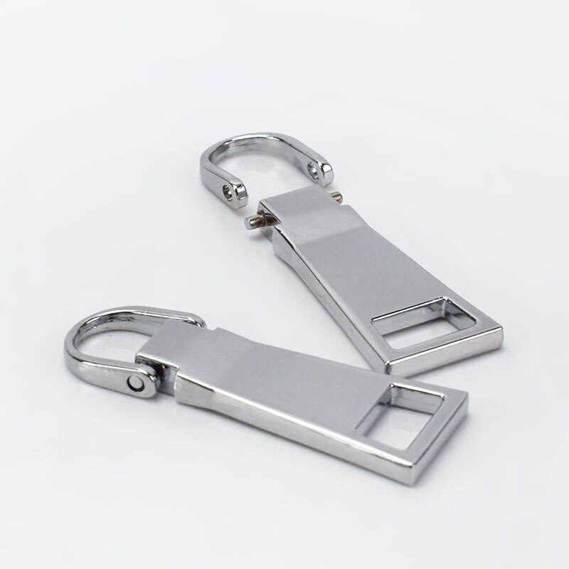 5Pcs Detachable Metal Pullers for 8# 10# 15# Zipper Sliders Head Zip Repair Kits Pulls Tab DIY Handmade Sewing Craft ZT109: chrome