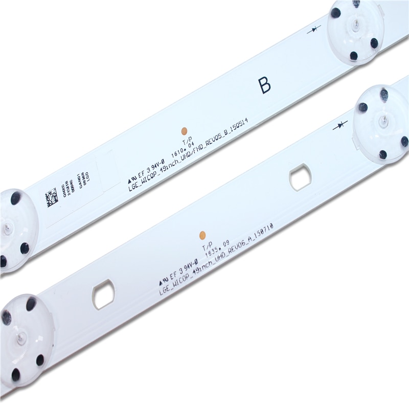 Tira de LED para iluminación trasera para LG TV 49UF6407, NC490DG, 8 Uds. (4 x A, 4 X B)