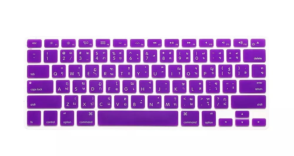 Thai us keyboard cover skin til macbook air 13 15 pro retina 13.3 15.4 thailand keyboard protector til apple mac book keyboard: Lilla
