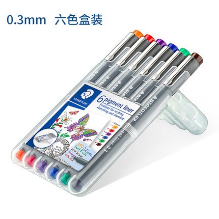 Staedtler 308 sb6p tegning nål pen pigment liner krog linje pen: Grøn
