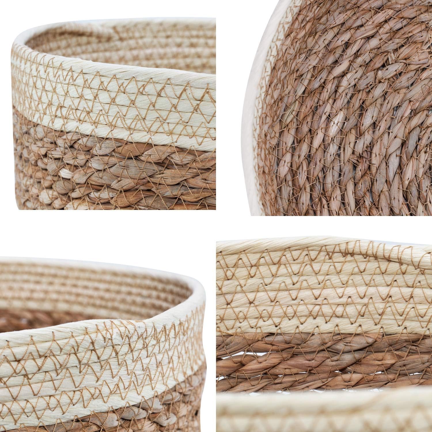 3-formaat geweven opbergmand, organiseren van stro cosmetica opbergmand, snack voedsel opslag tafel mand gemaakt van Cattail materiaal