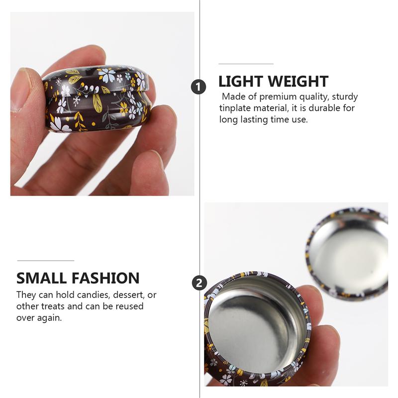 24Pcs Round Tinplate Candy Box Lovely Tinplate Boxes Tinplate Candy Box Round Tinplate Candy Jars for Shop Home