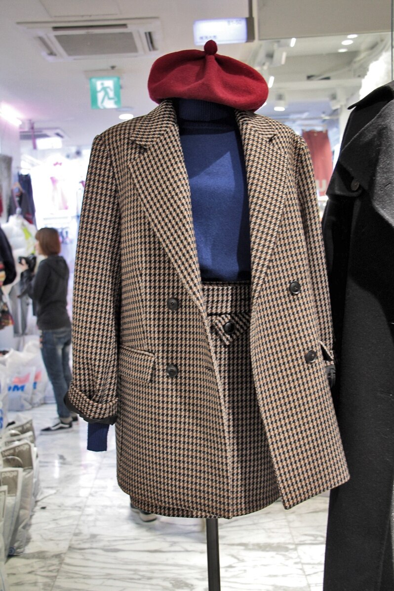 Conjunto de dos piezas de las mujeres conjunto de falda ropa de trabajo chaqueta + trajes de falda corta novedad cuadros Oficina Negocio 2 piezas conjuntos