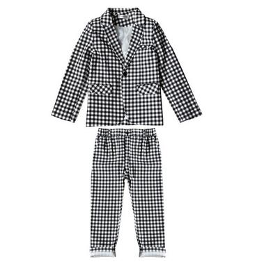 a cuadros traje Formal para niños chaqueta pantalones niños trajes de boda esmoquin niños vestidos de trajes de bebé de la primavera de la ropa de la escuela.: 2 PCS Gray / 4T