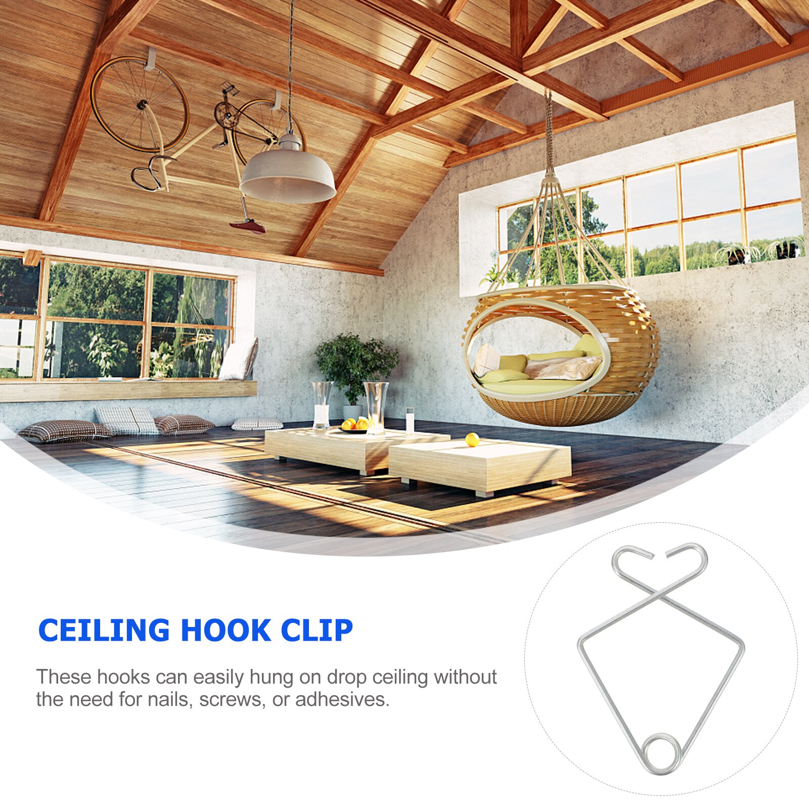 50pcs Ceiling Hook Clips Suspended Ceiling Tile Ceiling Clips for Office Party Home