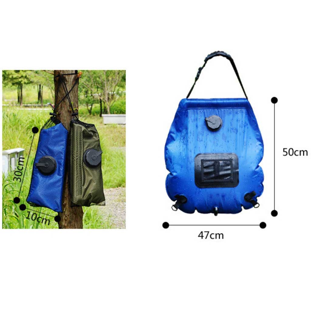 Solarheizung Camping Dusch tasche mit abnehmbarem Schlauch ein aus schaltbarer Dusch kopf kompakte Camping dusche