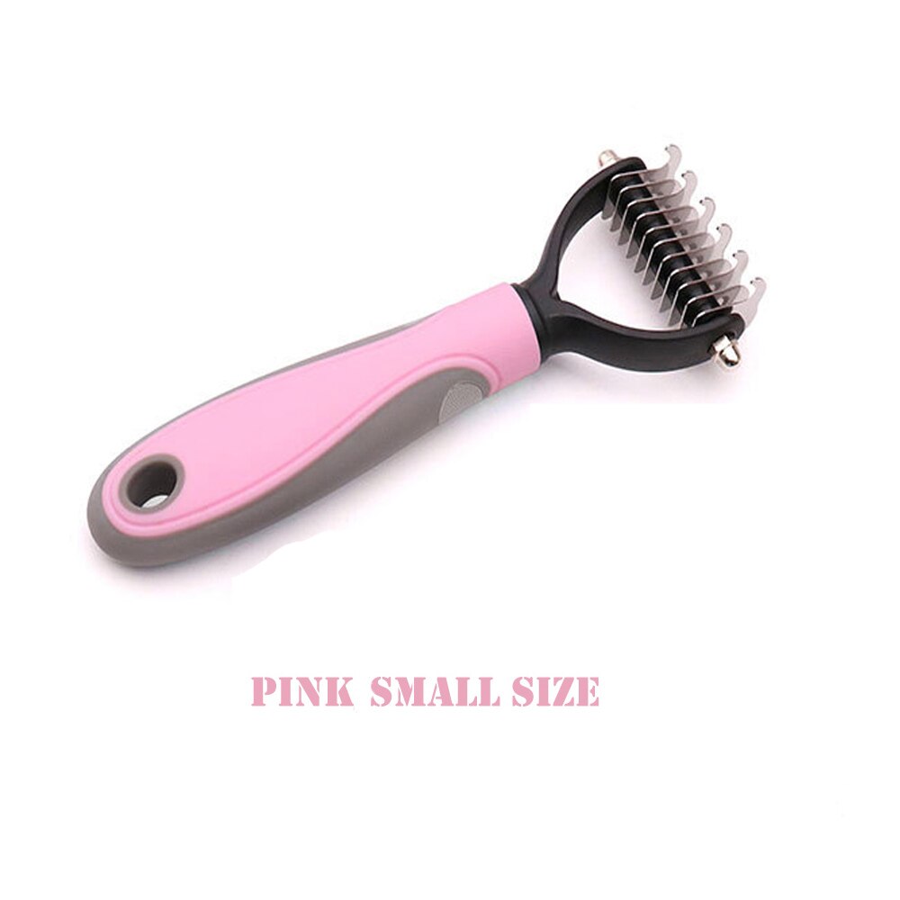 Cepillo cortanudos para mascota, peine para quitar nudos para perro y gato, herramienta de aseo para mascotas, ideal para animales de pelo largo y rizado: Pink Small