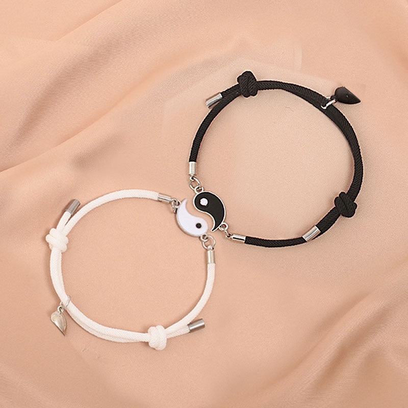 Europese Milan Touw Tai Chi Yin Yang Paar Armband Voor Liefhebbers Magneet Hart Armband Voor Koppels Voor Haar ZR-05