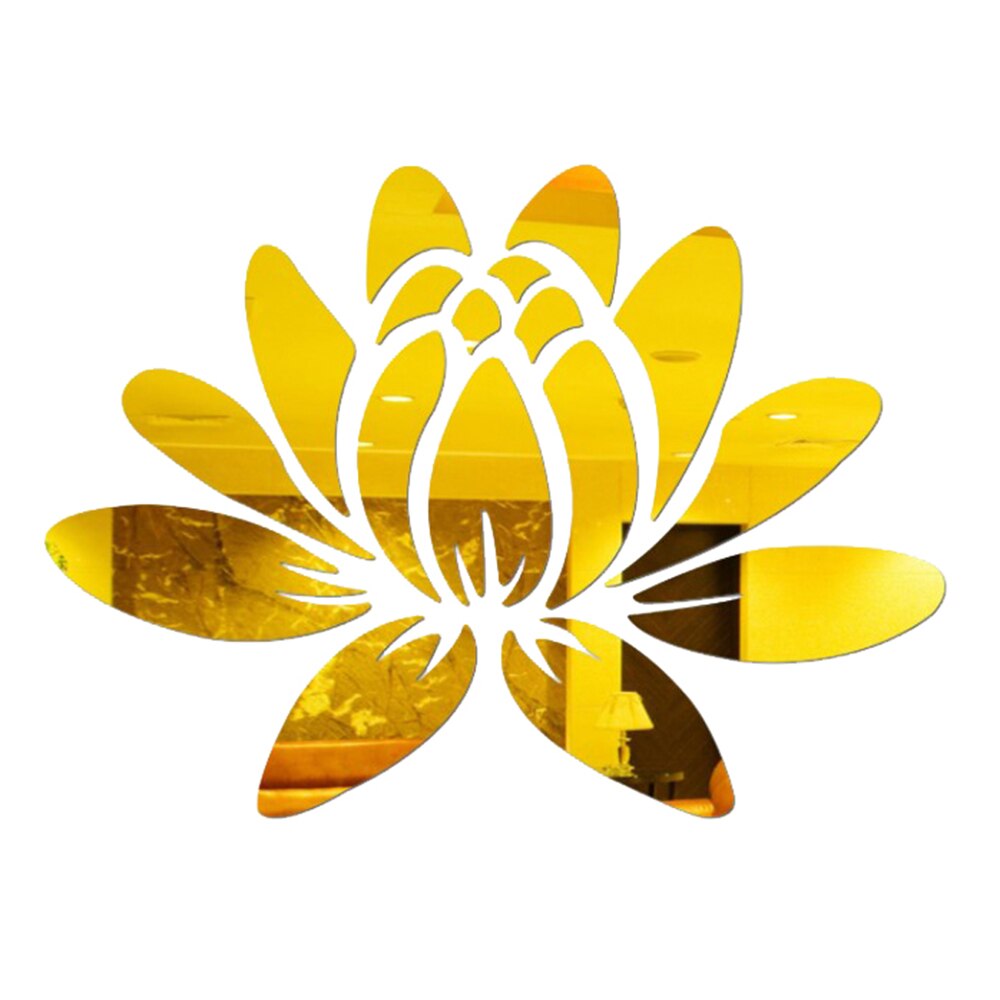 3D Acrylic Mirror Lotus Flower Wall Sticker Wall Decal Modern Stickers Mural Home Bedroom TV Background Decoration: Gold