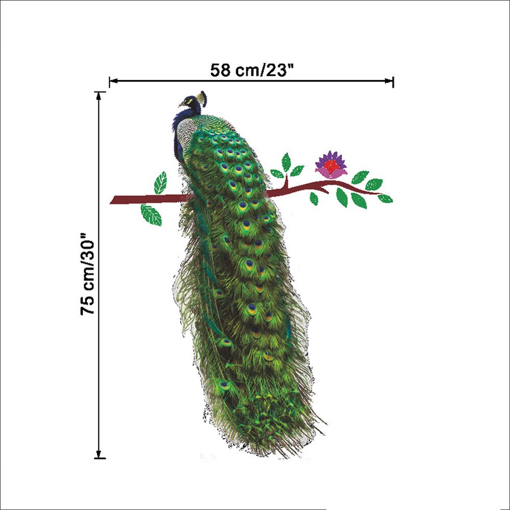 room decoration 3D Stickers DIY Home Peacock Removable Decor Environmentally Mural Wall Stickers Decal наклейки на стену