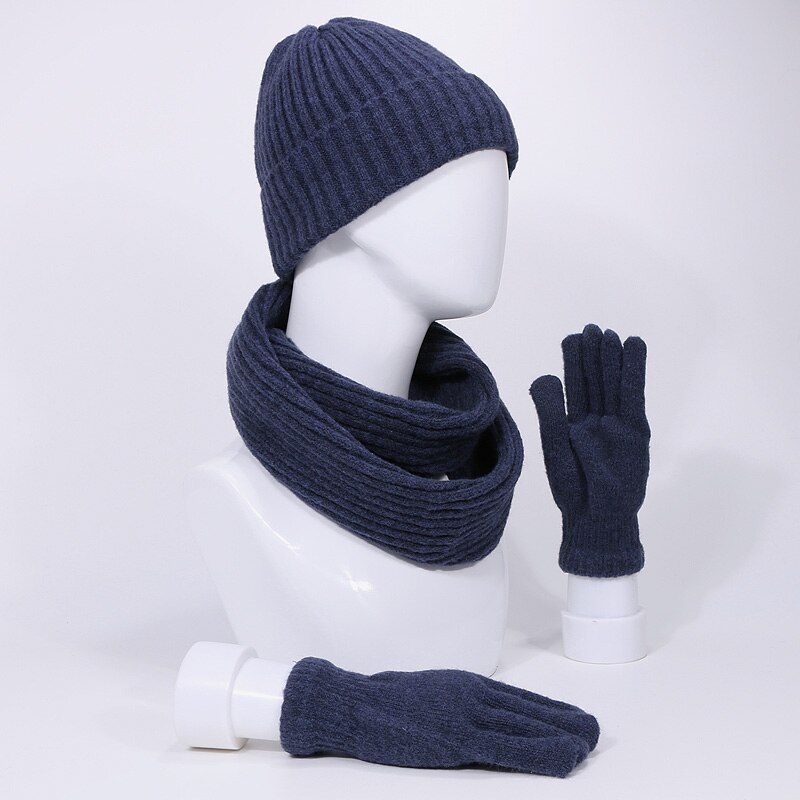 Ensemble de gants écharpe pour chapeaux | En, bonnet d'hiver tricoté extérieur et épais pour hommes et femmes, costume unisexe 3 pièces: F
