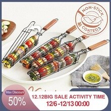 Parrilla de Metal para barbacoa, malla para barbacoa es asador de pescado portátil herramientas para cesto accesorios de cocina