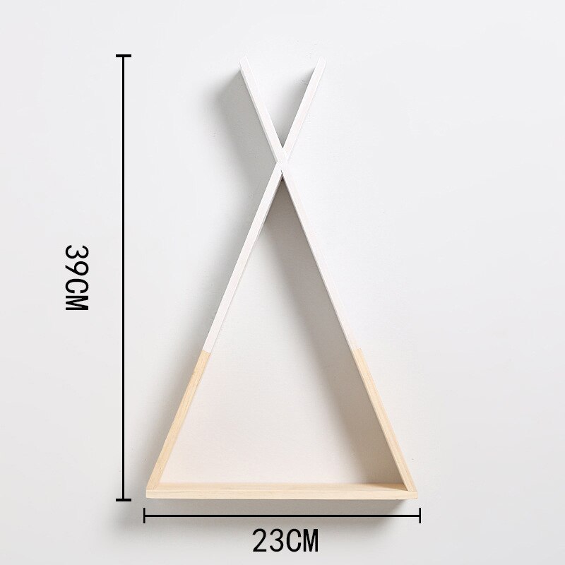 1pc x driehoekige houten plank, decoratieve wandplank voor kinderkamer, jongens en meisjes, decoratie voor de woonkamer, wanddecoratie, houten plank: Wit