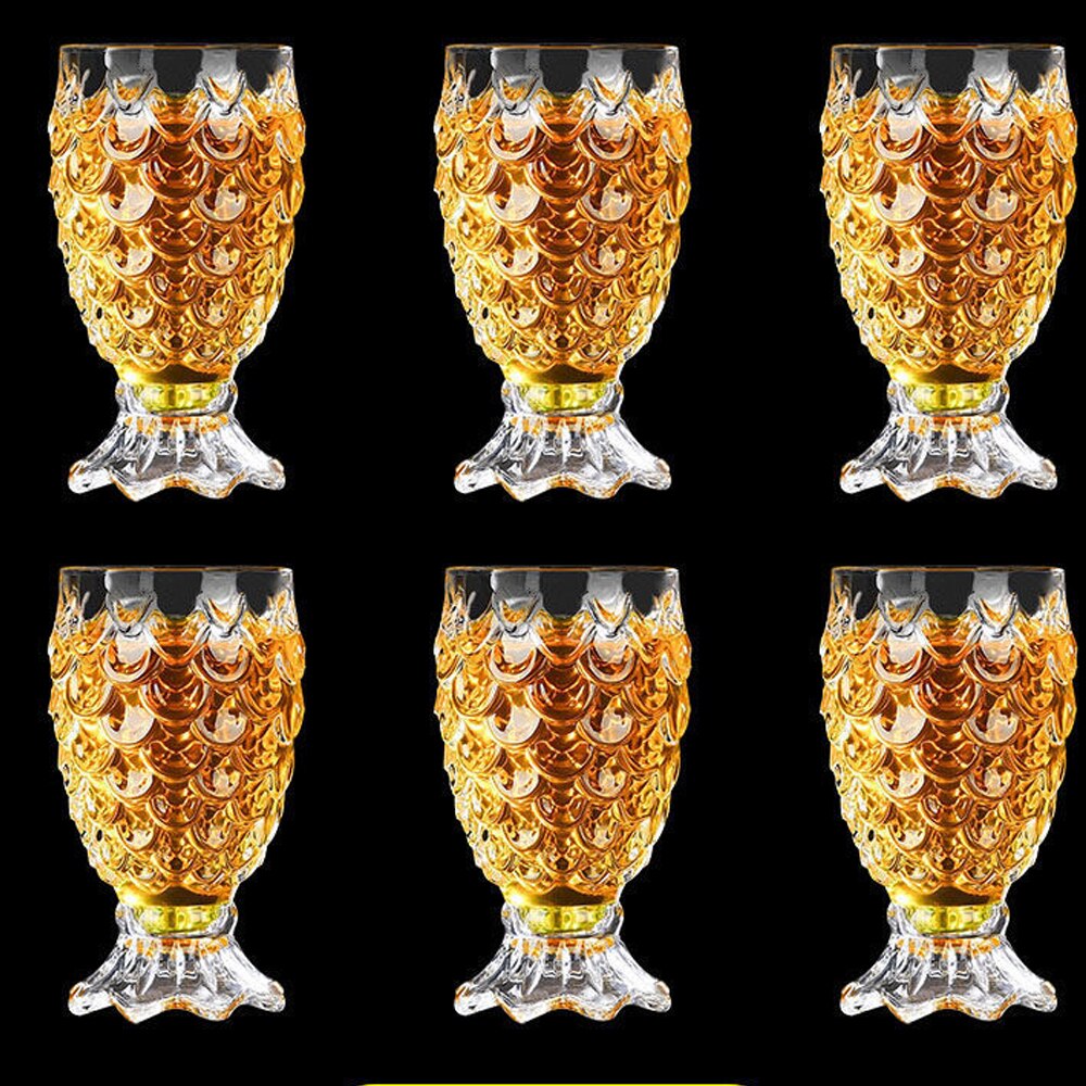 6 Stks/partij Crystal Bier Glas Helder Ananas Vormige Whiskey Glazen Bruiloft Drinken Glas Drinkware Tumbler Set Voor Water Wijn: D