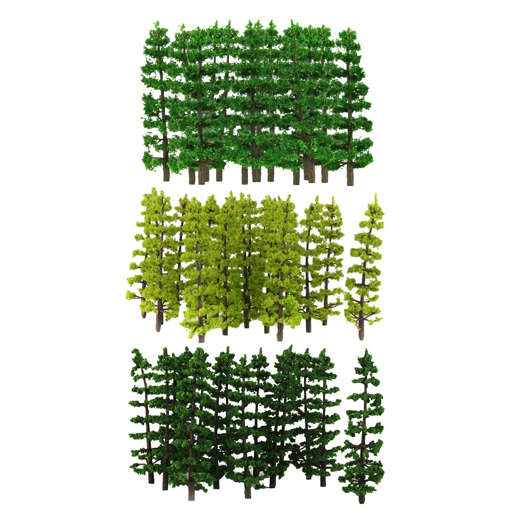 Pack of 60 Fir Models Tree 9cm 1/100 for Railroad Diorama Architecture Scenery DIY