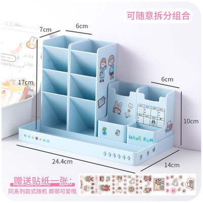 Ins diy kawaii kirjoituspöytä kirjateline muovipöytä paikallaan järjestäjä toimiston säilytyslaatikko erillinen kirjahyllyt kirjahylly: Sininen järjestäjä