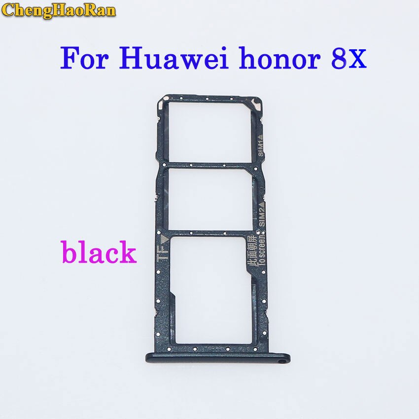 ChengHaoRan plateau de carte SIM + plateau de carte Micro S D pour Huawei Honor 7/8/8X/8X max/8 lite pièces de réparation support de fente de plateau de carte SIM: honor 8x--black