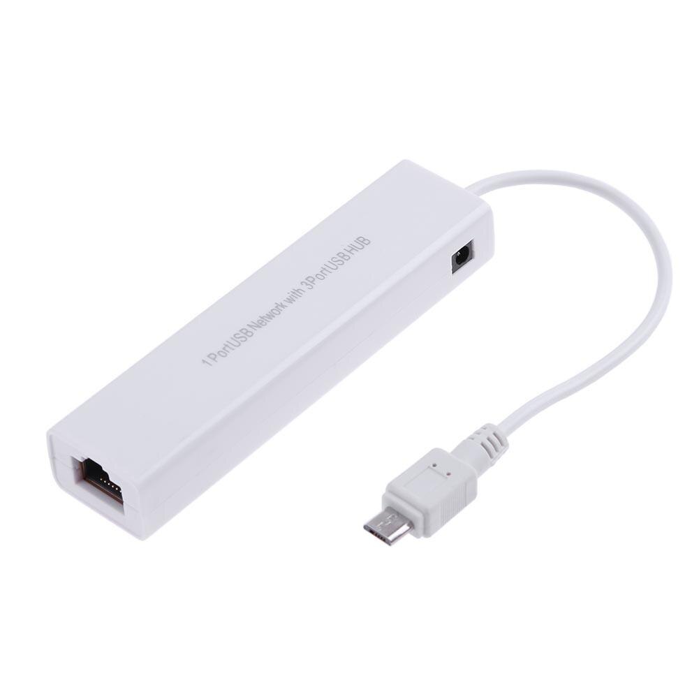 OTG 3 porte USB 2.0 HUB 10/100MB Micro USB a RJ45 LAN adattatore scheda di rete cablata per Android