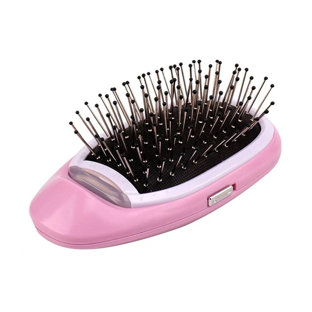 Cepillo de pelo de masaje eléctrico pequeño peine de iones negativos, peine iónico para el pelo, cepillo de pelo antiestático para niñas: Pink