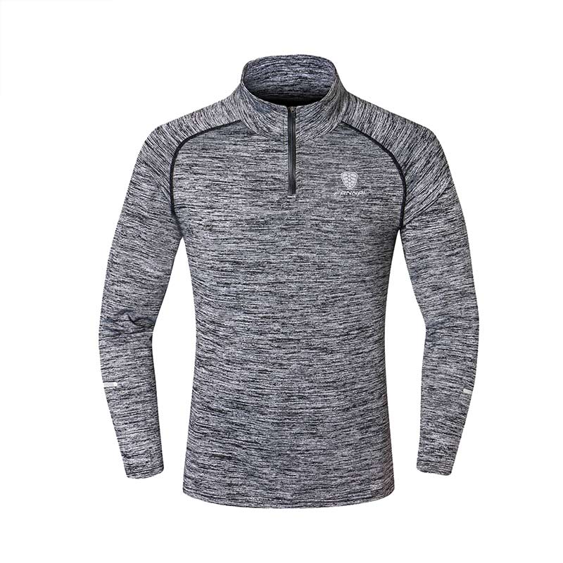 for Men Gym Sweater Shirt Training Tshirt Fitness Sweater Long-sleeve Stretch Tight Collar Running Jogging Sweater Top Quick Dry: XXXL / grey