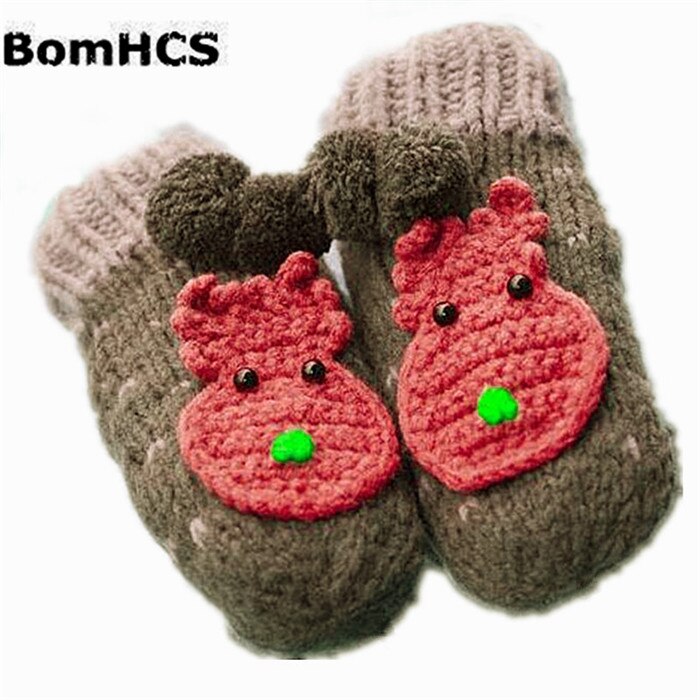SchöNe Ebene Bär Winter warm Dicken Fäustlinge Handgemachte Gestrickte Handschuhe: 2