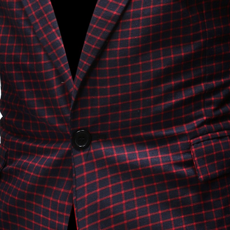 Blazer de costume à carreaux pour hommes, printemps , Slim Fit, un bouton, revers cranté, robe de costume, veste Masculino