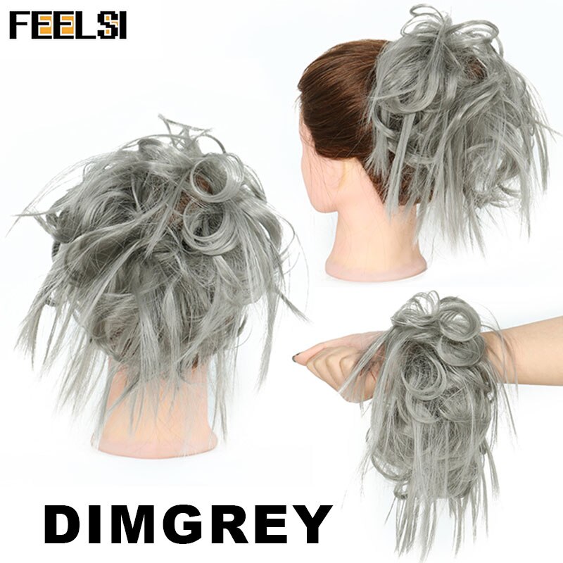 FEELSI 7 Zoll Chaotisch lockige Chignon haar brötchen Elastischen Band Haar brötchen Lockige Scrunchie haar Hochsteckfrisur Abdeckung Synthetische Haarteil für frauen: P18/613
