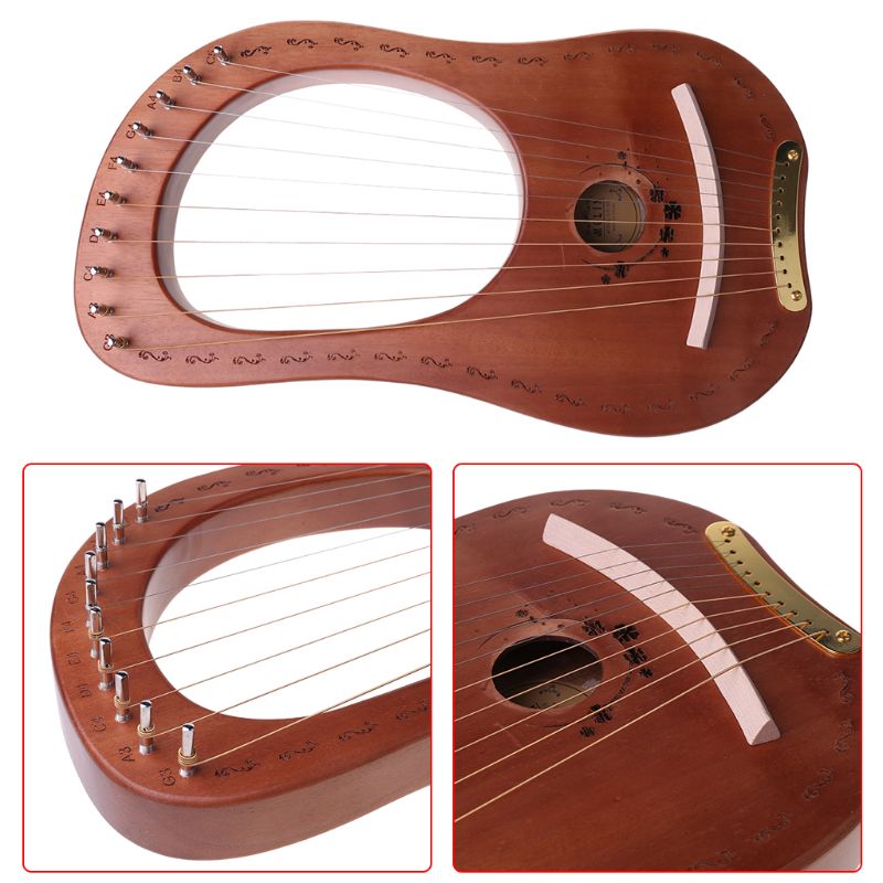 Portable Practice Harp Solid Wood 10 String Lier Harp Musical Instrument F3MC