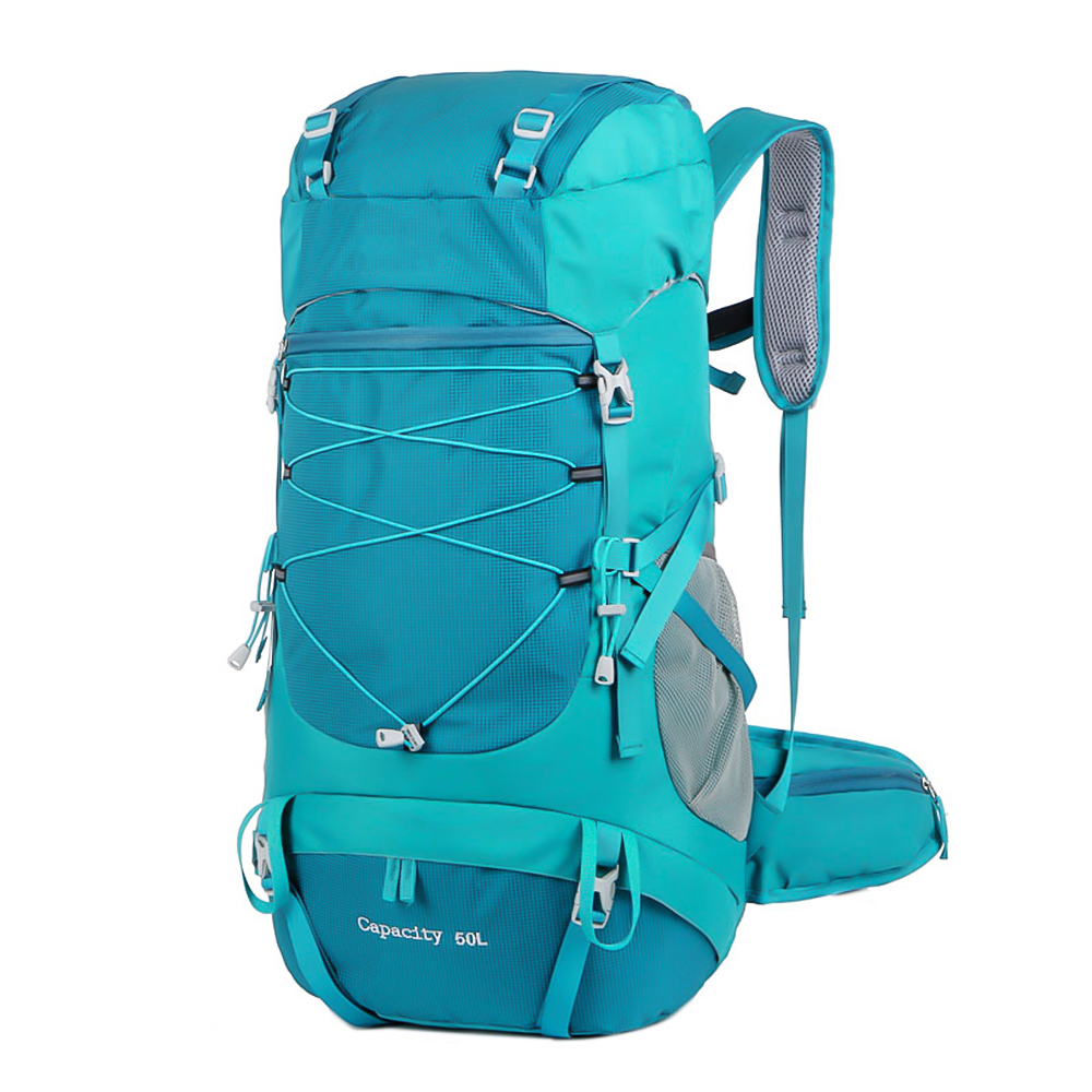 WESTTUNE 50L Wanderrucksack mit Regenschutz, multifunktionale Bergsteigertasche, Outdoor-Rucksack für Reisen, Trekking, Camping: Himmel Blau