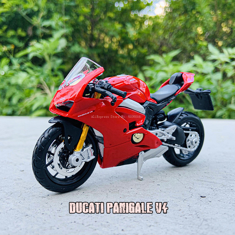 Bburago 1:18 Ducati PANIGALE V4 Alloy Diecast Motorcycle Model Workable Shork-Absorber Toy For Children Toy Collection