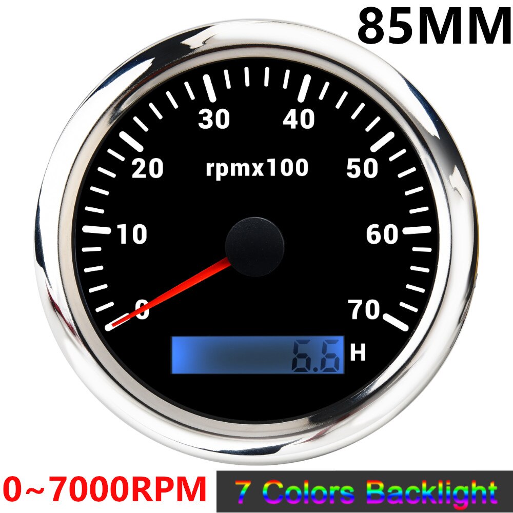 85mm Tachometer 3000 6000 8000 RPM Tacho Mit 7 Farben Hintergrundbeleuchtung Marine Boot RPM Meter Gauge LCD Tacometro Digital stunde Meter: BS 7000 rpm meter