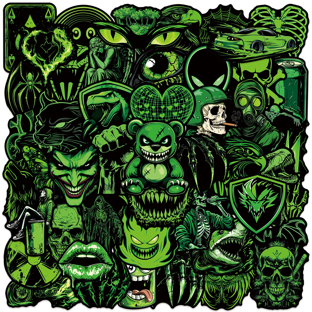 50Pcs Horror Monster Stickers Cool DIY Stickers Scrapbooking Phone Luggage Waterproof Decals