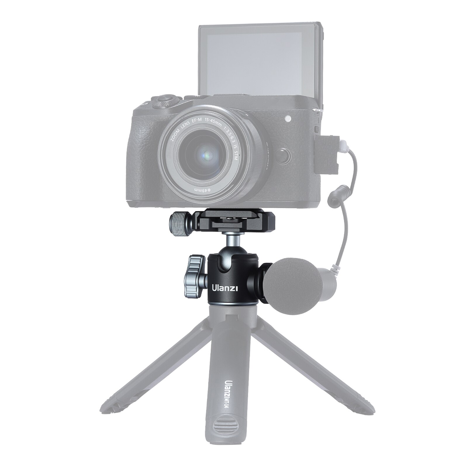 Ulanzi U-80L Arca Swiss Side Cold Shoe testa a sfera con Arca Swiss piastra a sgancio rapido 1/4 "supporti a vite per fotocamere DSLR ILDC