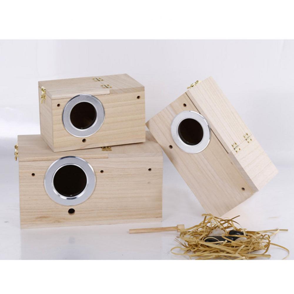 Wooden Wild Bird Nest Box Nesting Feeding Feeder Station House &amp; Stick