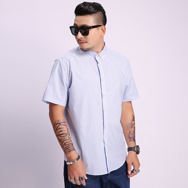 Grande Taille 8xl 7xl 6xl 5xl Chemise homme Nouvelle Coton Hommes Sociale Chemise Homme Manches Courtes Chemises Homme À Pois Décontracté Grande Taille