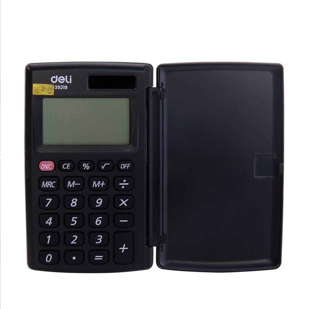 Deli E39219 8-dígitos Calculadora mini Calculadora de Bolso pequeno portátil Tampa Da Bateria de energia Solar de Dupla