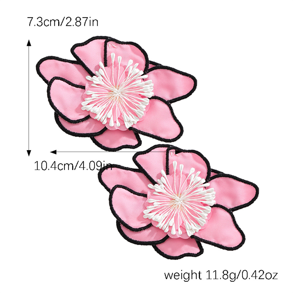 Vedawas boucles d'oreilles fleur, bohême Maxi tissu 3D fleur charme couche grand tissu fait à la main clou Floral femmes boucle d'oreille bijoux de mariage