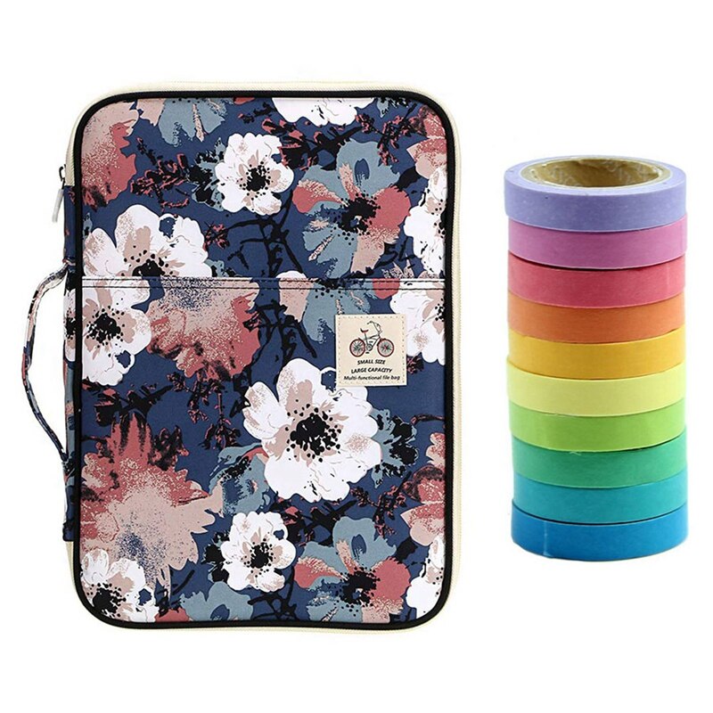 10 Stuks Rainbow Sticky Paper Masking Plakband & 1 Pcs A4 Bestand Zak: Default Title