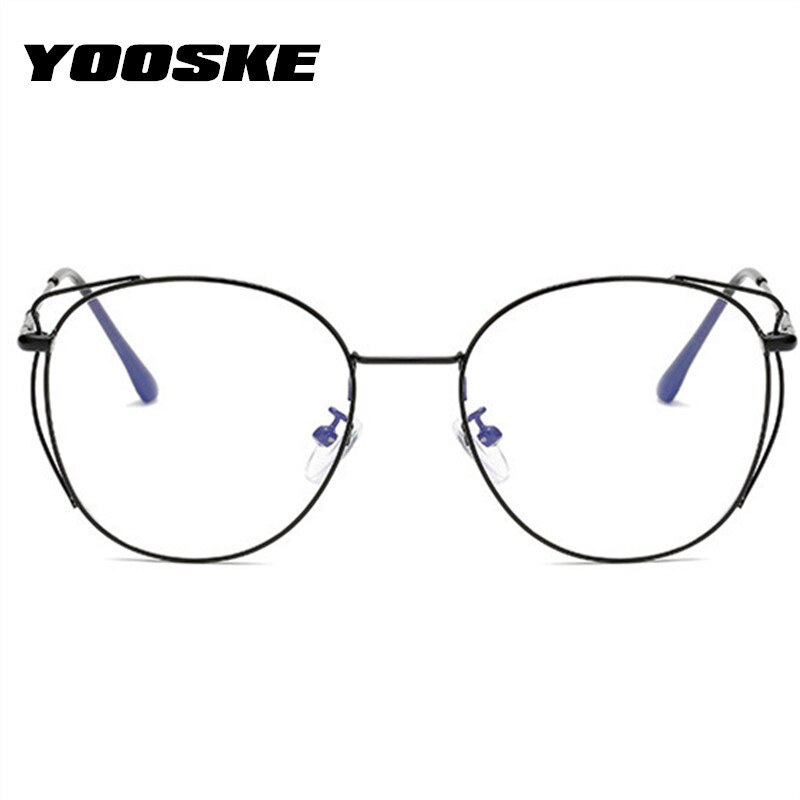 Gafas YOOSKE Anti Blue Light Cat Eyes monturas ópticas redondas de Metal gafas para mujeres y hombres