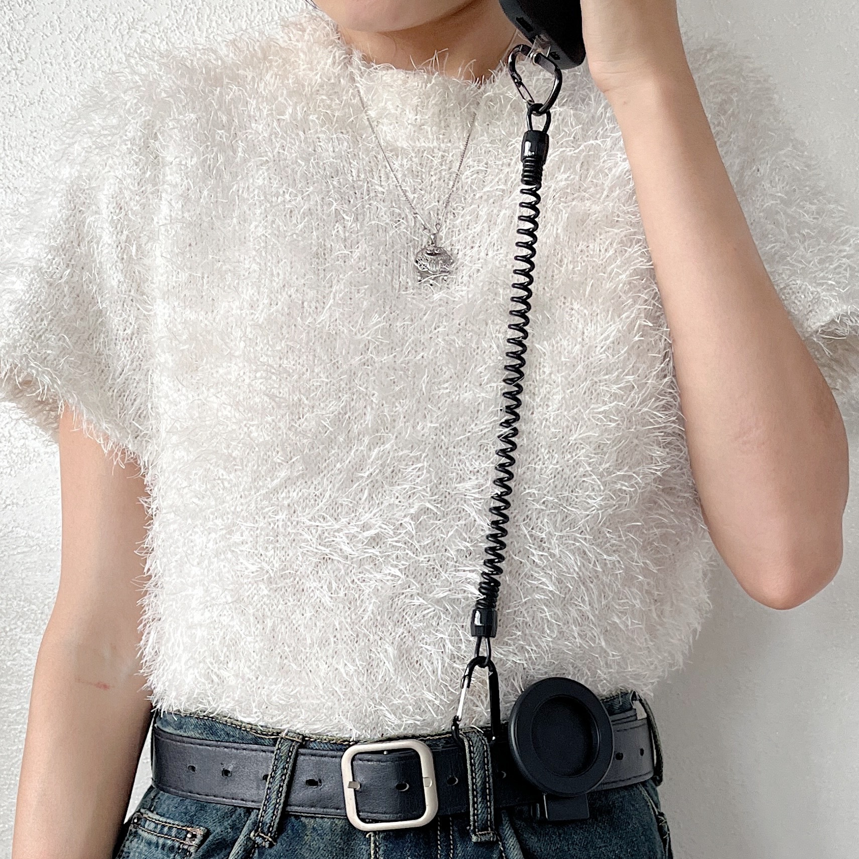 Pour Magsafe support de ceinture magnétique support pour téléphone portable pince à dos crochet en métal corde à ressort mains libres support pour téléphone portable