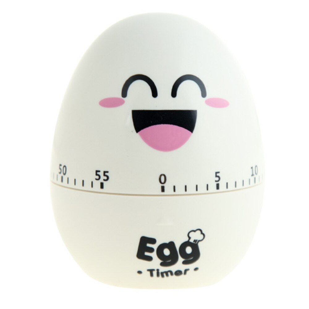 Fun Kitchen Egg Timer 60 Minutes Cartoon Cute Cooking Clock Alarm Clock Mechanical Home Decoration: White