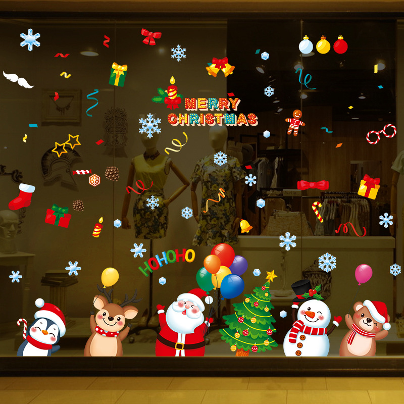 Kerst Element Cartoon Elektrostatische Stickers Vensterglas Scene Layout Decoratie Muurstickers Zelfklevende